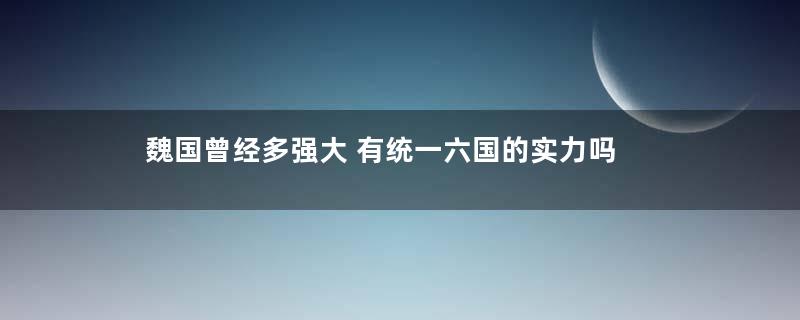 魏国曾经多强大 有统一六国的实力吗